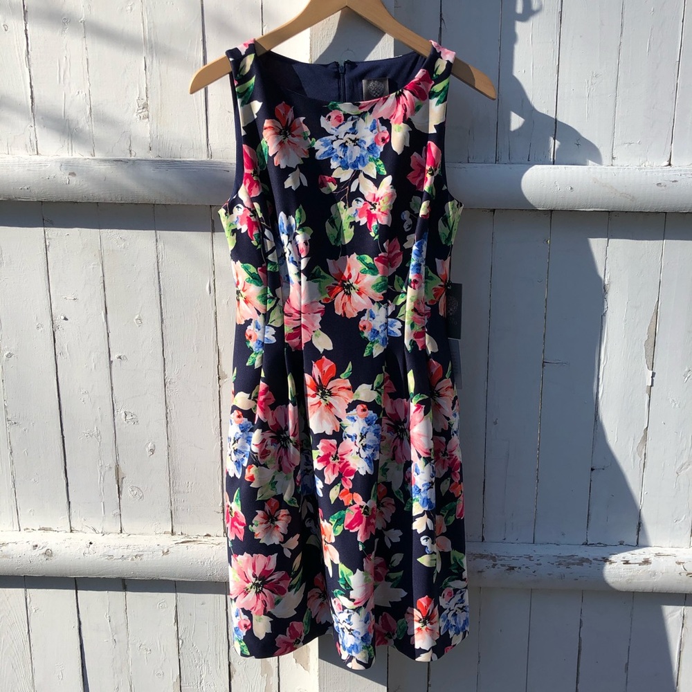Vince Camuto Navy Floral Dress